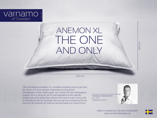 Varnamo of Sweden Anemon Tyyny XL 65x90 cm